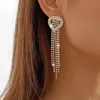 Luxe zilveren kleurstïne -strass kristal lange kwastoor oorbellen voor vrouwen bruids druppel earrings brincos bruiloft sieraden