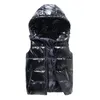 Gilets pour femmes Gilet chaud sans manches Femmes Noir Lâche Down Coton Gilet Mode Veste à capuche Tissé Gilte Femme E869