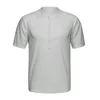 メンズカジュアルシャツ2022メンカジュアルのバギーレトロエスニックコットンショーツスリムフィットOネックシャツ服プラスサイズのケミスホム