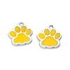 100 stig gul ename Dog Paw Alloy Charm Pendant för smycken tillverkning