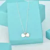 Luxury double heart necklace ladies stainless steel heart-shaped diamond pendant designer neck jewelry Christmas gift women accessories wholesale with box