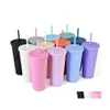 Tumblers 22oz tuimelaars mokken mat gekleurd acryl met deksels en sts dubbele muur plastic herstelbare cup wll838 drop levering huis garde dh6zc