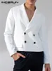 Ternos masculinos Blazers Incerun Blazer Lapela Manga Longa Dupla Breasted Moda Casual Streetwear Sólido Lazer Crop Casacos S-5XL 221208