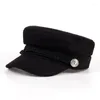 Berets Winter Lace Military Hat Flat Top Trucker Baseball Hats For Women And Men Unisex Octagonal Caps