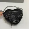 Coeur amour sac bandoulière sacs à main femmes chaîne sacs mode fermeture éclair portefeuille en cuir de vache sacs à main qualité Rivet nouveau