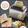 Baking Pastry Tools Ptfe Sandwich Toasters Bread Cake Bag Reusable Non Stick Baking Barbecue Microwave Oven Fries Heating Bbq Bags Dhahy