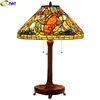 Table Lamps FUMAT Tiffany Red Gold Fish Stained Glass Lamp Copper Frame Desk Light Decorative Art Retro Classical Lighting 18 Inch LED