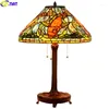 Tischlampen FUMAT Tiffany Rotgold Fisch Buntglaslampe Kupferrahmen Schreibtischleuchte Dekorative Kunst Retro Klassische Beleuchtung 18 Zoll LED