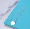 Luxury double heart necklace ladies stainless steel heart-shaped diamond pendant designer neck jewelry Christmas gift women accessories wholesale with box