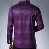 Męskie koszule 2022 marka wiosenna luksus w paski długie rękaw Slim Fit Men Shirt Streetwear Społeczny sukienka Męskie Męskie koszulki 2308