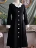 Casual Dresses Made To Order Spring Autumn Women Loose Plus Size 1980s Vintage Japan Style Sweet Elegant Color Block Black