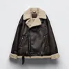 Damesleer CNACNOO Hoge kwaliteit 2022 Dames Winter Dikke Warm lamswool Faux Jacket Vrouw oversized Biker Coat Casual Belt overjas