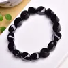 Strand Wholesale Black Natural Crystal Armband Twist S Shape Pärlor Handrad för kvinnor Män presentsmycken