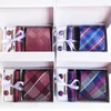 Bow Ties 2022 Fashion Wild Explosion Polyester Business Executive Men's Tie Square Cufflinks Clothing Accessories 6 Piece Gift Box