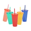 Mugs 710ml Straw Cup With Lid Color Changing Coffee Logo Reusable Cups Plastic Tumbler Matte Finish Mug