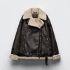 Damesleer CNACNOO Hoge kwaliteit 2022 Dames Winter Dikke Warm lamswool Faux Jacket Vrouw oversized Biker Coat Casual Belt overjas