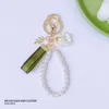 Moda araba anahtarlıklar kolye gündelik antika çan orkide yeşil şerit inci tasarımcıları, mektup kalp yay kolye zinciri ile anahtar zinciri