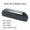 Polly-5 Down Tube Ebike Battery Box 36V 48V 52V Caixa de bateria vazia com 56pcs 18650 Solder de células