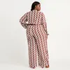 Broek plus size jumpsuit grote dames mode geometrische print v-hals taille slanke brede been casual vrouwelijke kleding