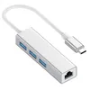 consume electronics USB-C Ethernet RJ45 Lan Adapter TypeC to 3 Ports USB 3.0 Hub 10/100/1000Mbps Gigabit Network for Mac-book mobile pc