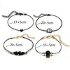 Bracelets de cheville 4 pièces/ensemble rétro Style ethnique tissé à la main noir corde chaîne cheville géométrique feuilles perles coeur sur jambe pour femmes pied bijoux