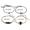 anklets 4pcs/set retro民族スタイルの手織りブラックロープチェーンアンクレット幾何学的葉の葉の脚の女性の足の宝石