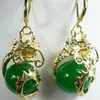 NEW Fashion Jewelry Fancy 12mm green jade dragon earrings AAA