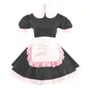 Sexy Costumes Sweet Women Summer Sissy Dress Short Sleeve Cosplay Costume Lady Patent Leather Dresses Cute French Maid Mini Club S-7XL