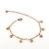 Anklets Cute 8 Shape Chain Four Stars Three Crystal Woman High Quality Titanium Steel Rose Gold Color Like Anklet A405