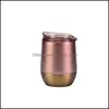 Tumblers 13Oz Egg Cups With Lids Water Bottles 304 Stainless Steel Wine Tumbler Rose Gold Thermos Coffee Beer Mugs Wll888 Drop Deliv Dh510