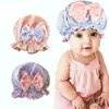 Baby Girls Nightcap With Hair Bows Newborn Turban Caps Beanies Silk Kids Round Hats Head Accessories Christmas Gifts