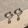 Hoopörhängen Punk 925 Sterling Silver Dangle Lock Earring Retro gör gammal cool stud för män kvinnor festsmycken