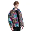 Men's Down Parkas winter Harajuku street hip hop print leopard stitching men and women ins cotton jacket trend brand y2k college style 221207