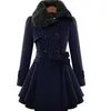 Trench da donna invernali slim lunghi in lana sherpa doppio petto imbottito in cashmere coreano stile inglese 221207