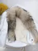 Women's Leather GTGYFF Womens Coat With Raccoon Fur Collar Short Locomotive Pearl Bright Surface Jacket Winter Warm Overcoat