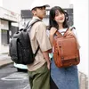 Rucksack Damen Leder Modisch Plaid Travel Pack Mini Laptop Vintage Schaffell Koreanisch Herren Klein Schwarz