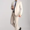 Men's Suits FOLOBE Costume Homme Custom Made Beige Mens Slim 3 Pcs Bridegroom Wedding For Men Dress Suit Blazer Vest Pants