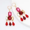 Kolczyki Dangle Fashion Big Colorful Crystal for Women Bijoux Geometryczne czerwone dysze oświadczenie Prezenty biżuterii