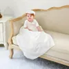 First Communion Robes plus longue longueur Baptême européen robe garçon bébé one-pièce avec chapeau blanc MQ6113