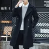 Herrjackor Autumnwinter Men's Trench Coat Trend Wool Solid Color Suit Collar Coat Men's Long Trench Coat i stort ulltyg 221208