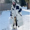 Parkas en duvet pour femmes X long noir blanc coton manteau à capuche longueur cheville allongé surdimensionné manteau ample épaissir veste chaude vêtements de neige 221207