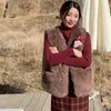 Gilets pour femmes Vintage élégant veste en fausse fourrure col en V simple boutonnage doux sans manches vestes fourrure peluche gilet manteau automne hiver manteaux