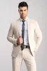 Trajes de hombre FOLOBE traje Homme hecho a medida Beige para hombre delgado 3 piezas novio boda para hombres vestido chaqueta chaleco pantalones