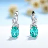 Dangle Chandelier Kuololit Mint Sapphire Gemstone Luxury Clip Earrings for Women ungine 925 Sterling Silver Paraiba Tourmaline 221208