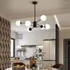 Ljuskronor Modern LED -ljuskronor pendellampor för levande matsal restaurang bar dekoration guld svart glas hängande lampa