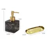 Dispenser di sapone liquido Marmo Texture Quadrato Forniture da bagno portatili Shampoo Bottiglia vuota Testa di pressatura dorata Disinfettante per le mani 221207