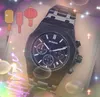 Mens Full Function Quarz Chronograph Watch 42mm Hour Hand Display Luxury Popul￤ra gummi Fina rostfritt st￥l B￤lte multifunktionellt armbandsur Montre de Luxe