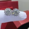 Stud Earrings Geoki Luxury 925 Sterling Silver Passed Diamond Test Total 1 Ct Perfect Cut D Color VVS1 Moissanite Snowflake Gift