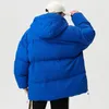 Abrigo de parkas de plumón para hombres para hombres La tela escocesa de invierno Zip Cálido Espesar Streetwear Retro Con capucha Burbuja Casual Klein Blue Puffer Jacket 221207