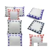 Pillow Case Cloth White Square Pillow Case Sublimation Blank Chequer Cushion Ers Stain Resistant Mti Color Er Pattern 6 5Ex G2 Drop Dhd9M